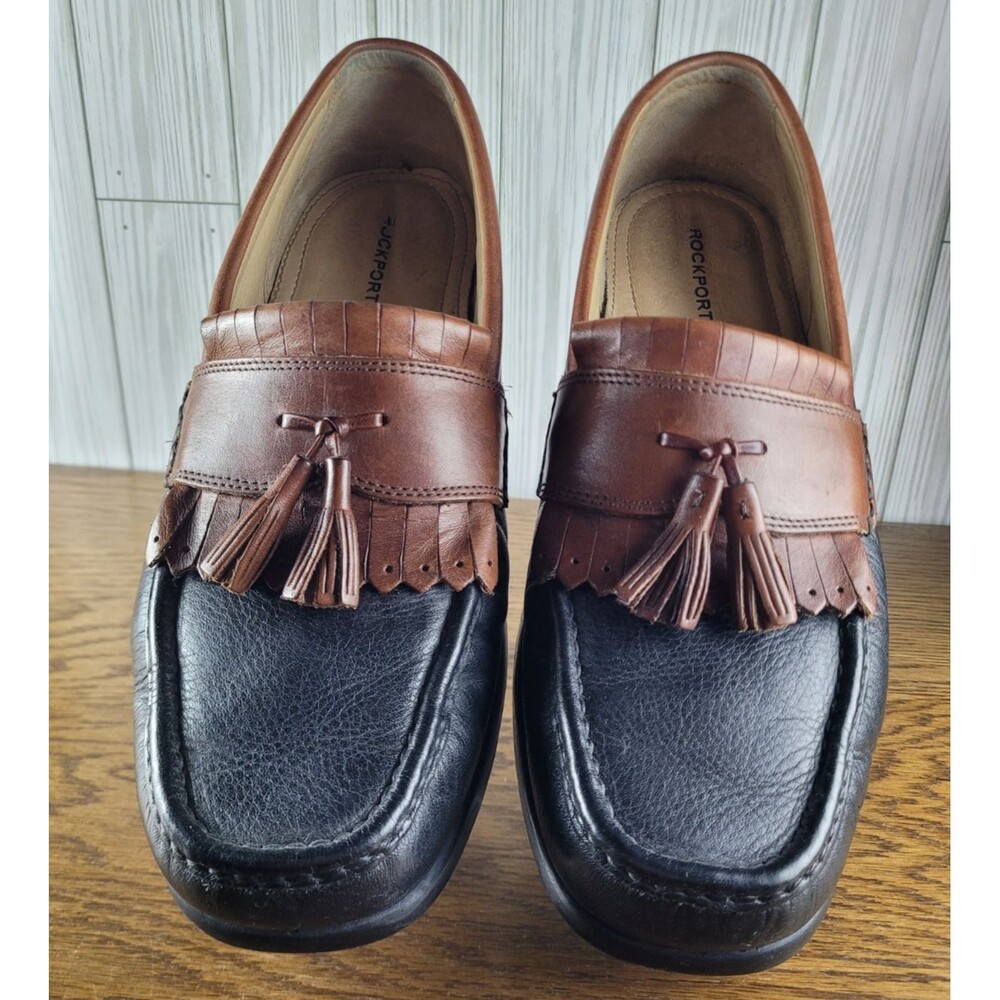 Rockport APM7198B Black Brown Tassel Slip On Loafers Size 9.5 M